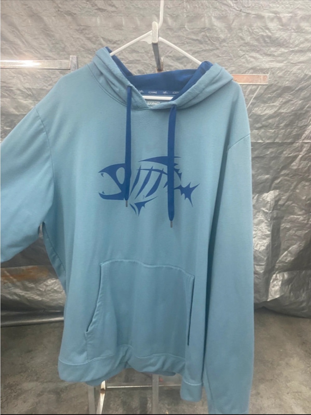 G Loomis Light Blue Crewneck Hoodie with Navy Fish Graphic